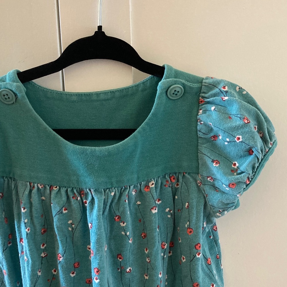 Tea Collection Romper 100% cotton Teal Floral 18-24 2T